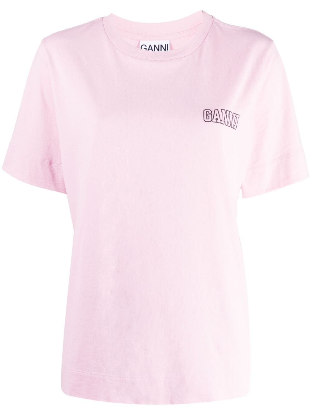 22SS 가니 GANNI 로고 반팔티 티셔츠 여성 핑크 T2917465
